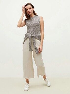 Mm Lafleur Anderson wide leg pants Bone ivory ecru white ankle women's size 12